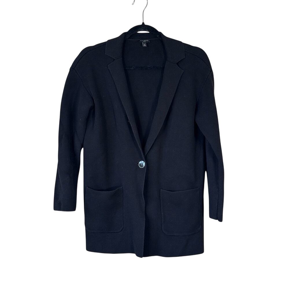 Talbots Black Knit Cardigan Blazer Jacket Womens MP Preppy Corpcore Casual Work